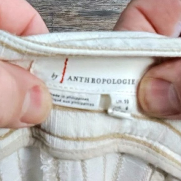 Anthropologie Striped Cream Wide-Leg Pants - Picture 8 of 8